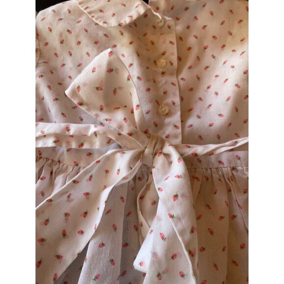 Handmade Pink Rosebud Print Smocked Girls Dress Size 3 - Picture 7 of 8